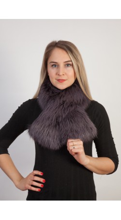 Blue fox fur scarf-collar